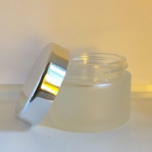 40 ml Frosted glaskrukke med sølvlåg