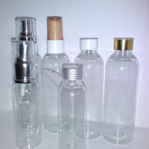 PET flasker i 50 og 100 ml med forskellige låg