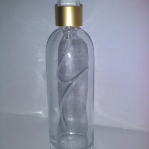 200 ml klar glasflaske med guldspray