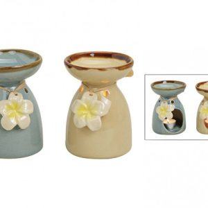 Duftlampe i keramik med blomster-vedhæng