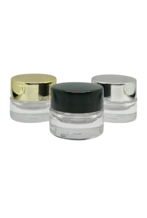5 ml klar glaskrukke med metal sølv låg - Image 3
