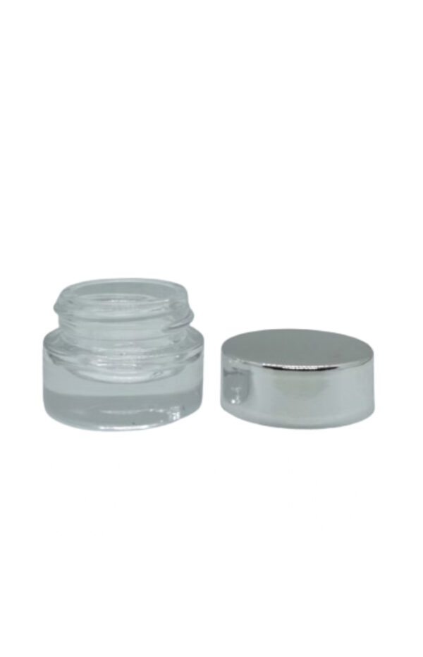 5 ml klar glaskrukke med metal sølv låg - Image 2