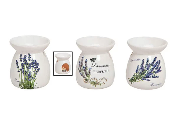 Duftlampe hvid med lavendel motiver