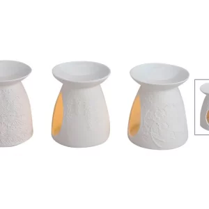 Hvid keramiklampe med 3 forskellige typer dekorationer