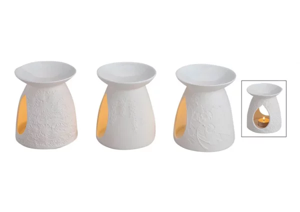 Hvid keramiklampe med 3 forskellige typer dekorationer