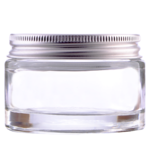 50 ml klar glas med alu låg